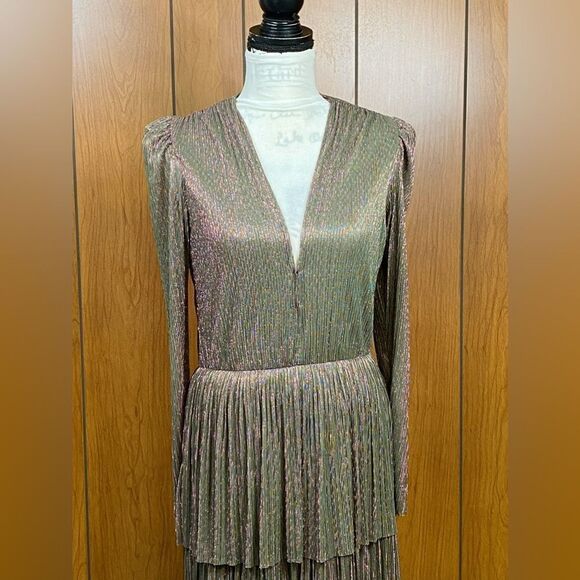 Sabina Musáyev Carry Tiered Metallic Dress size L - Picture 5 of 11